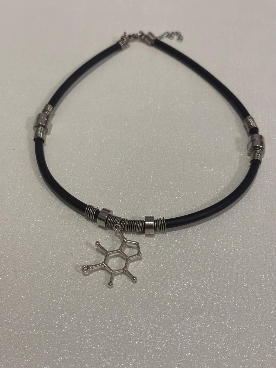 Collana molecola serotonina in acciaio| Collana chimica scientifica stile goth alternativa| Gioiello dark minimal