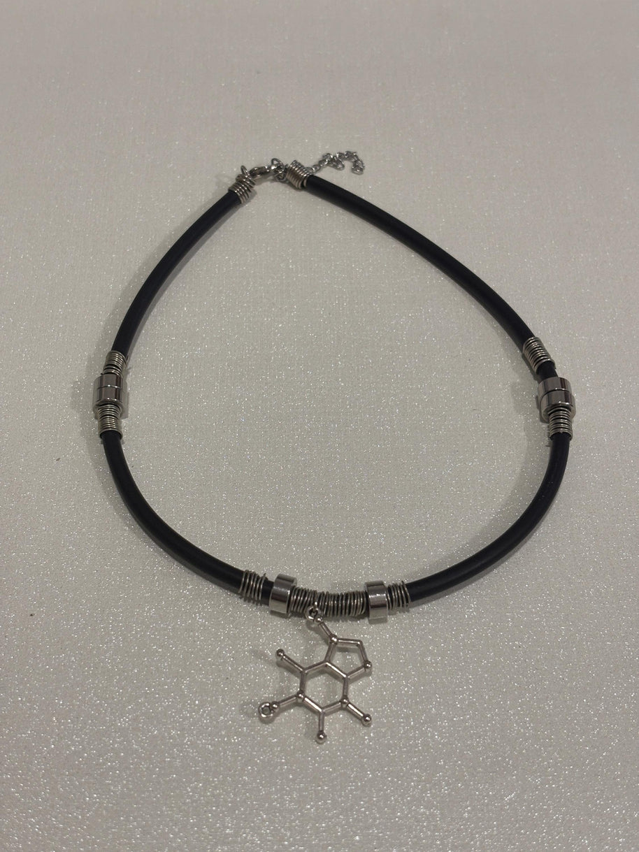 Collana molecola serotonina in acciaio| Collana chimica scientifica stile goth alternativa| Gioiello dark minimal