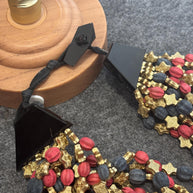 Collana boho etnica in semi naturali e legno fatta a mano| Collana statement multigiro con chiusura a bottone| Regalo etnico donna
