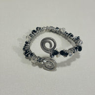 Bracciale multigiro regolabile in alluminio con perline nere| Bracciale spirale artigianale stile industrial gothic| Gioiello alternativo