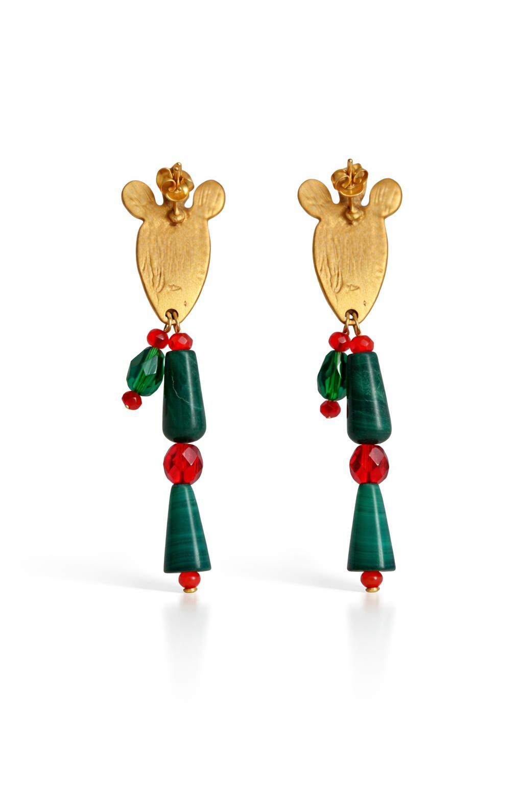 Orecchini cactus siciliano| Orecchini pendenti estivi stile Mediterraneo| Gioiello acciaio dorato antiallergico| Idea regalo donna