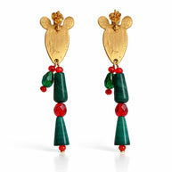 Orecchini cactus siciliano| Orecchini pendenti estivi stile Mediterraneo| Gioiello acciaio dorato antiallergico| Idea regalo donna