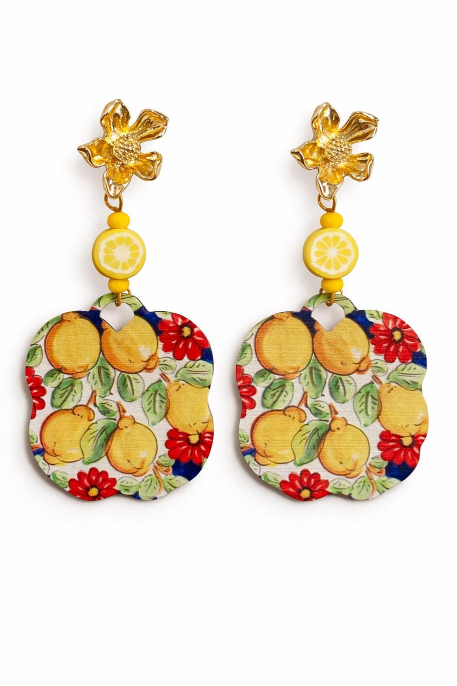 Orecchini limoni siciliani| Orecchini pendenti estivi stile Mediterraneo|  Gioiello mare acciaio dorato antiallergico | Idea regalo donna