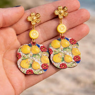 Orecchini limoni siciliani| Orecchini pendenti estivi stile Mediterraneo|  Gioiello mare acciaio dorato antiallergico | Idea regalo donna