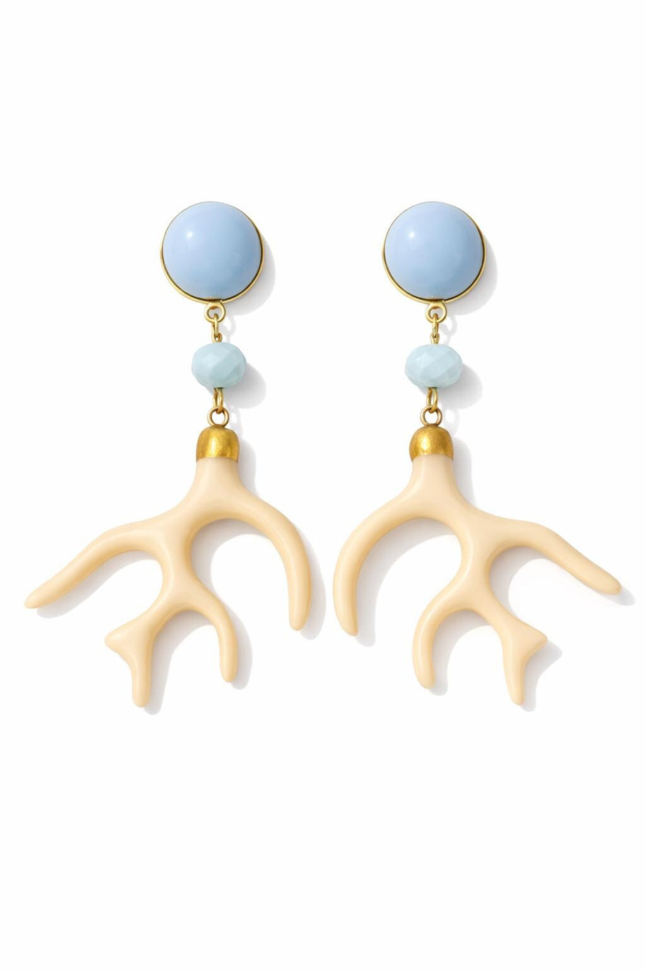 Orecchini corallo mediterraneo beige azzurro | Oreccini pendenti estate mare | Gioiello statement acciaio antiallergico | Idea regalo donna