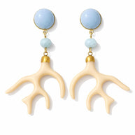 Orecchini corallo mediterraneo beige azzurro | Oreccini pendenti estate mare | Gioiello statement acciaio antiallergico | Idea regalo donna