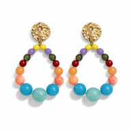 Orecchini pendenti perline colorate | Cerchi estivi multicolor | Gioiello mare acciaio antiallergico, idea regalo donna