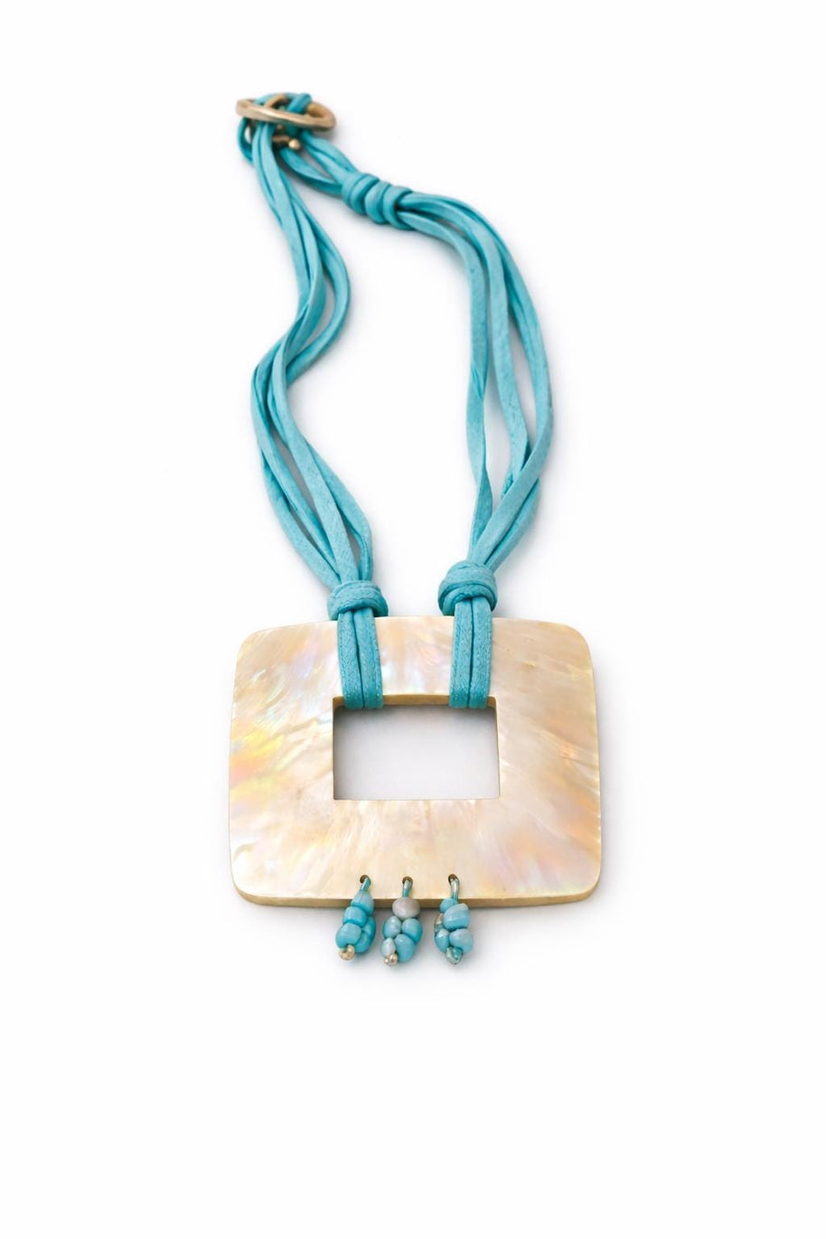 Collana lunga madreperla e pietre azzurre turchese | Collana estiva donna stile Mediterraneo boho | Idea regalo artigianale
