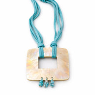 Collana lunga madreperla e pietre azzurre turchese | Collana estiva donna stile Mediterraneo boho | Idea regalo artigianale