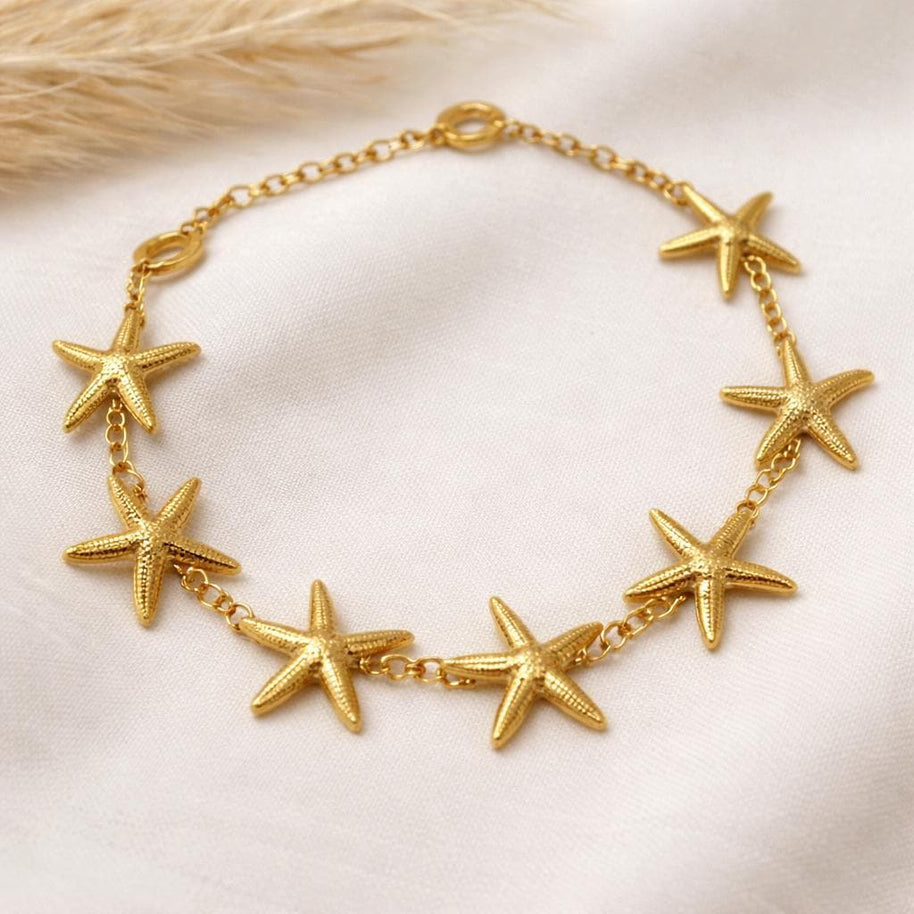 Bracciale con stelle marine in acciaio inox oro o argento | Bracciale mare donna estate | Gioiello estivo minimal