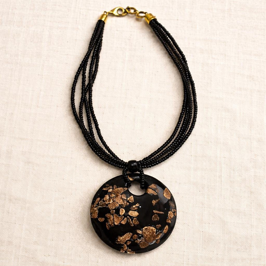 Collana in vetro di Murano oro e nero elegante | Collana donna da indossare tutti i giorni | Gioiello antiallergico