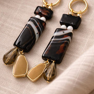 Orecchini lunghi in vetro di Murano oro e nero | Orecchini pendenti donna eleganti | Gioiello moderno
