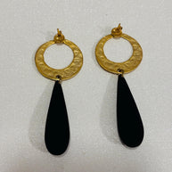 Orecchini pendenti neri e oro a goccia | Orecchini minimal moderni eleganti donna | Leggeri chic