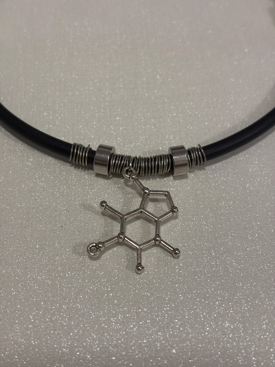 Collana molecola serotonina in acciaio| Collana chimica scientifica stile goth alternativa| Gioiello dark minimal