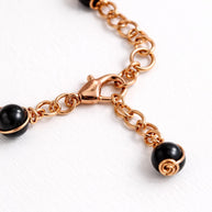 Collana lunga onice nera e rame| Collana boho elegante donna| Gioiello artigianale con pietre nere| Idea regalo donna