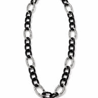Collana catena maxi nera e argento maglia grossa lunga | Collana statement donna stile rock industrial urban chic