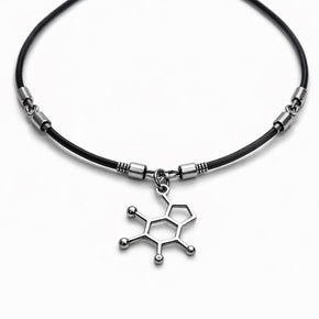 Collana molecola serotonina in acciaio| Collana chimica scientifica stile goth alternativa| Gioiello dark minimal