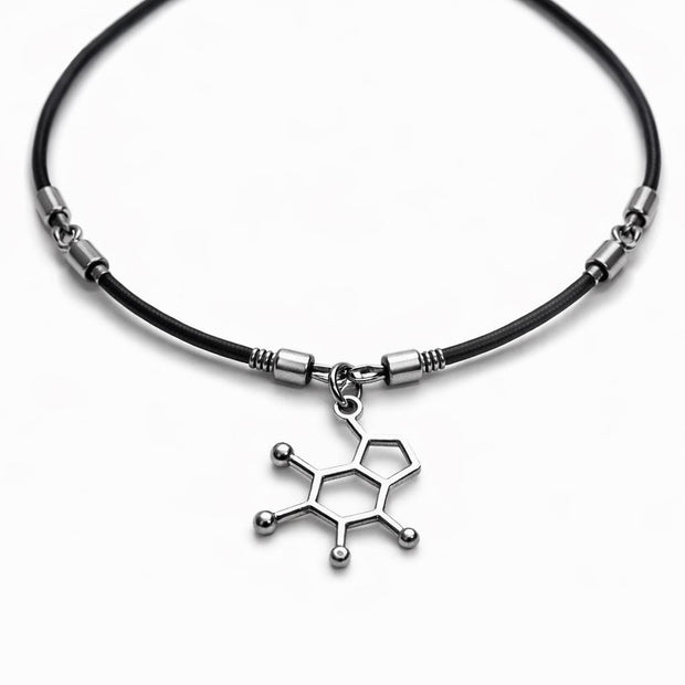 Collana molecola serotonina in acciaio| Collana chimica scientifica stile goth alternativa| Gioiello dark minimal