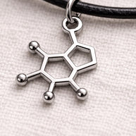 Collana molecola serotonina in acciaio| Collana chimica scientifica stile goth alternativa| Gioiello dark minimal