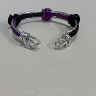 Bracciale rigido unisex regolabile in alluminio antiallergico nero e viola|Bracciale artigianale minimal con spirali|Idea regalo uomo donna