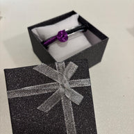 Bracciale rigido unisex regolabile in alluminio antiallergico nero e viola|Bracciale artigianale minimal con spirali|Idea regalo uomo donna