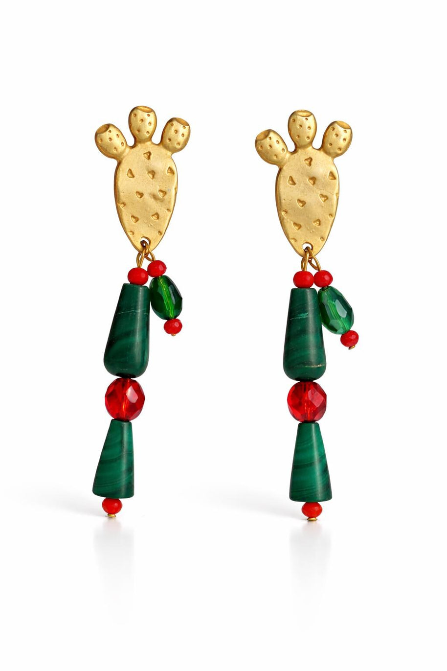 Orecchini cactus siciliano| Orecchini pendenti estivi stile Mediterraneo| Gioiello acciaio dorato antiallergico| Idea regalo donna