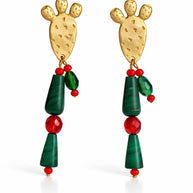 Orecchini cactus siciliano| Orecchini pendenti estivi stile Mediterraneo| Gioiello acciaio dorato antiallergico| Idea regalo donna