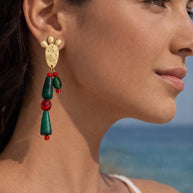 Orecchini cactus siciliano| Orecchini pendenti estivi stile Mediterraneo| Gioiello acciaio dorato antiallergico| Idea regalo donna