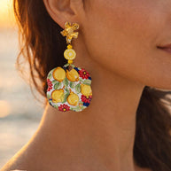 Orecchini limoni siciliani| Orecchini pendenti estivi stile Mediterraneo|  Gioiello mare acciaio dorato antiallergico | Idea regalo donna