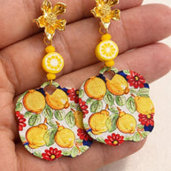 Orecchini limoni siciliani| Orecchini pendenti estivi stile Mediterraneo|  Gioiello mare acciaio dorato antiallergico | Idea regalo donna