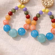 Orecchini pendenti perline colorate | Cerchi estivi multicolor | Gioiello mare acciaio antiallergico, idea regalo donna