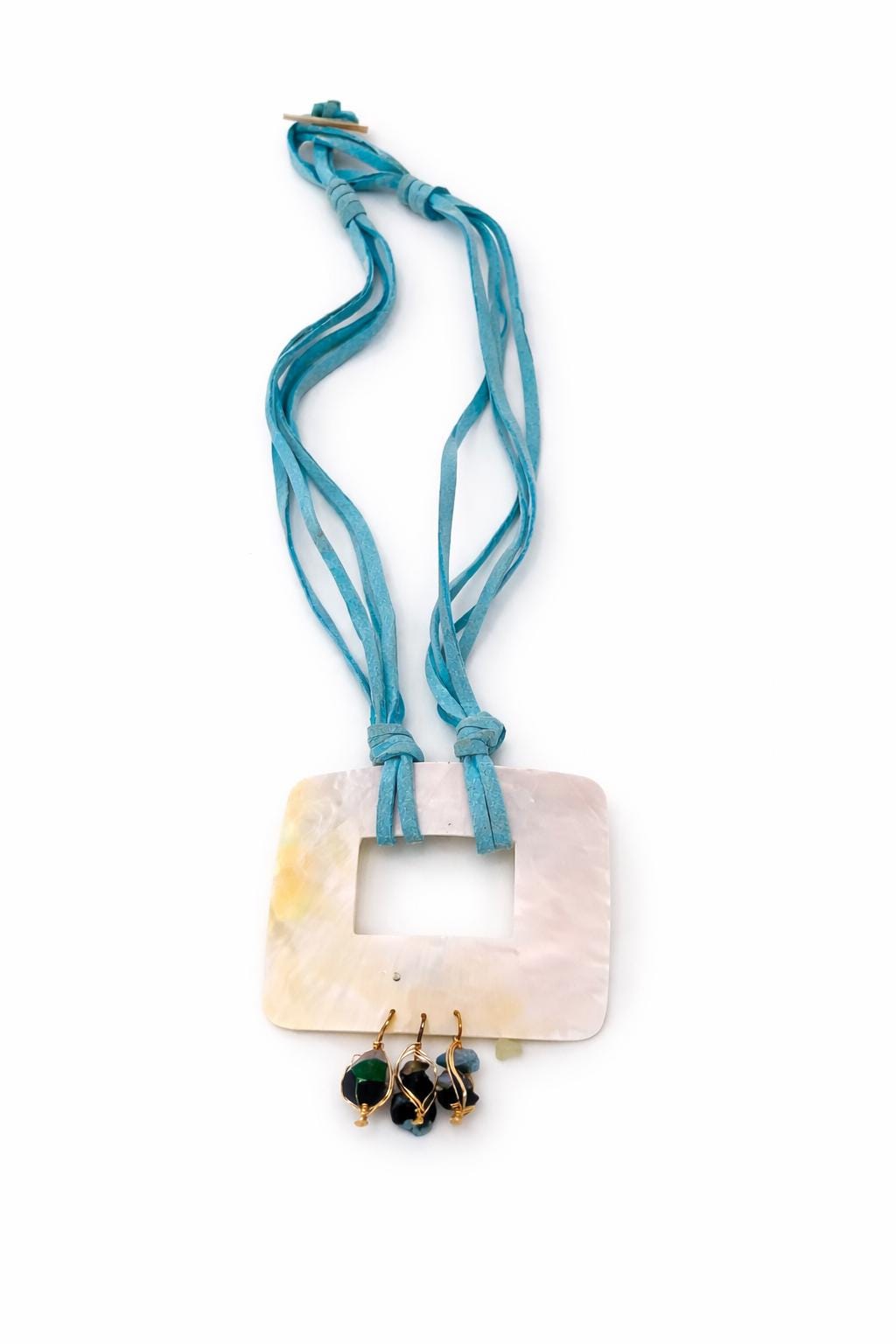Collana lunga madreperla e pietre turchesi | Collana boho estiva donna stile Mediterraneo boho | Idea regalo donna