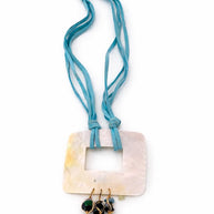 Collana lunga madreperla e pietre turchesi | Collana boho estiva donna stile Mediterraneo boho | Idea regalo donna