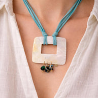 Collana lunga madreperla e pietre turchesi | Collana boho estiva donna stile Mediterraneo boho | Idea regalo donna
