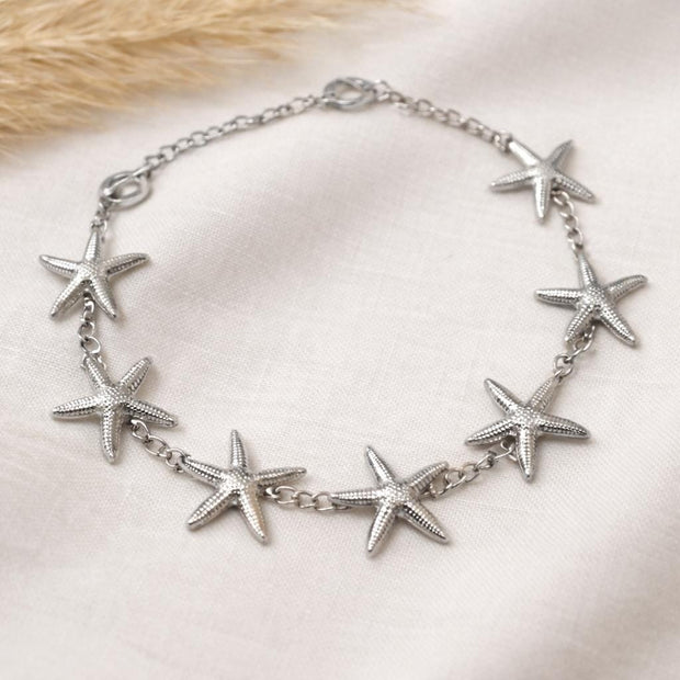 Bracciale con stelle marine in acciaio inox oro o argento | Bracciale mare donna estate | Gioiello estivo minimal