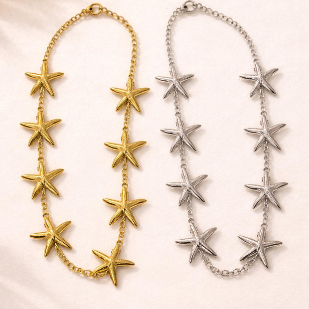 Bracciale con stelle marine in acciaio inox oro o argento | Bracciale mare donna estate | Gioiello estivo minimal