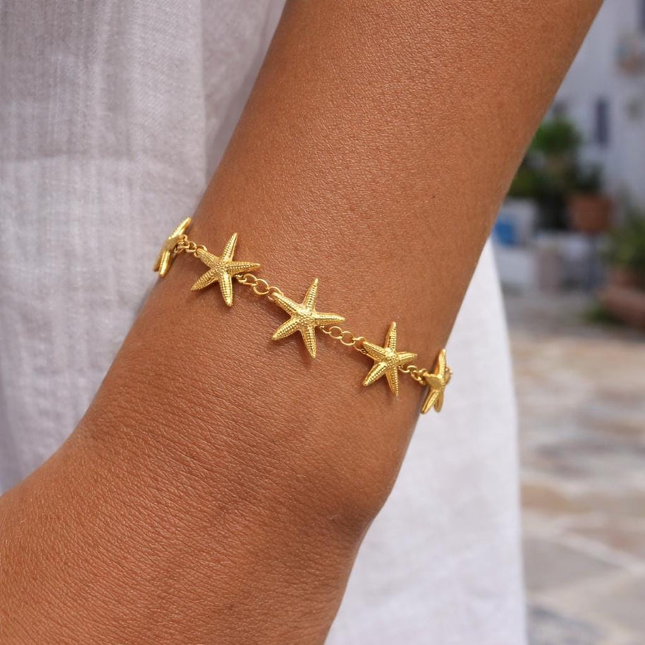 Bracciale con stelle marine in acciaio inox oro o argento | Bracciale mare donna estate | Gioiello estivo minimal