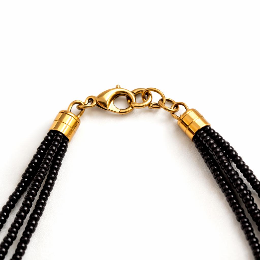 Collana in vetro di Murano oro e nero elegante | Collana donna da indossare tutti i giorni | Gioiello antiallergico