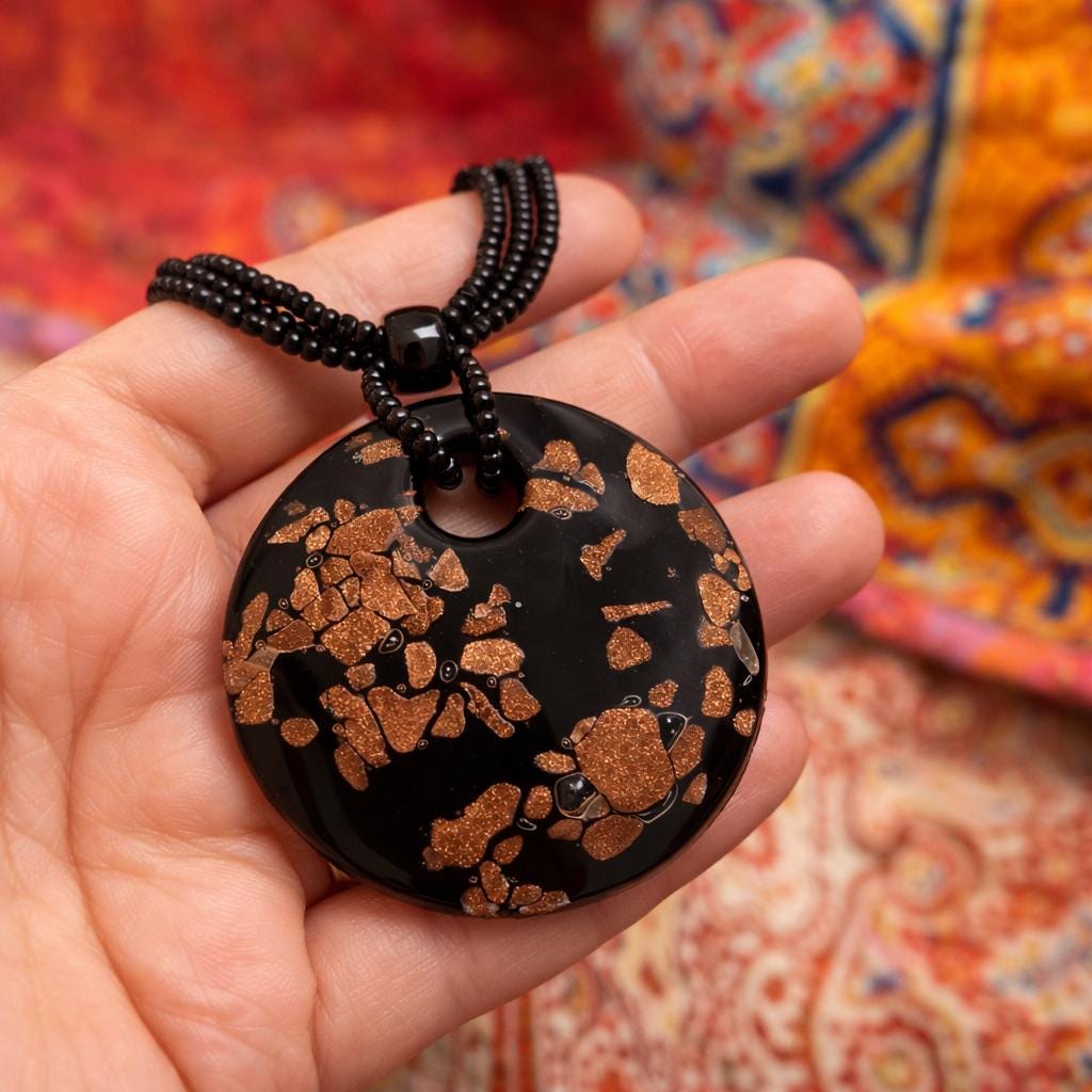 Collana in vetro di Murano oro e nero elegante | Collana donna da indossare tutti i giorni | Gioiello antiallergico