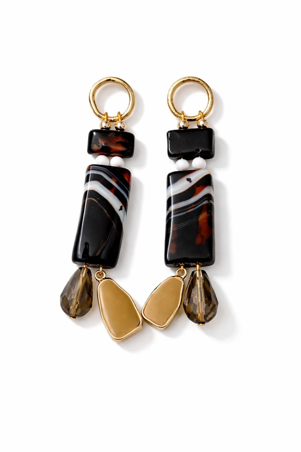 Orecchini lunghi in vetro di Murano oro e nero | Orecchini pendenti donna eleganti | Gioiello moderno