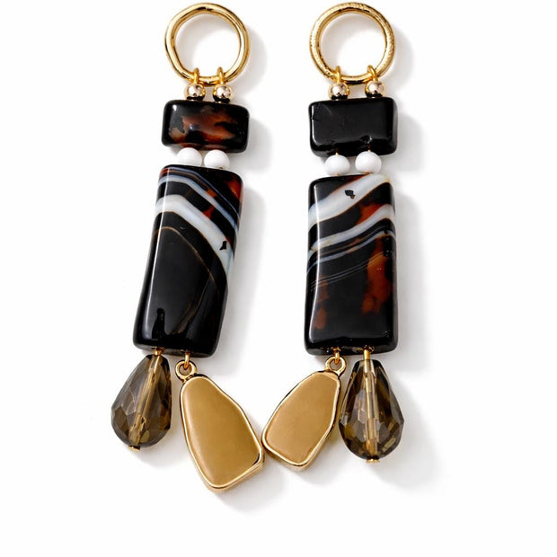Orecchini lunghi in vetro di Murano oro e nero | Orecchini pendenti donna eleganti | Gioiello moderno