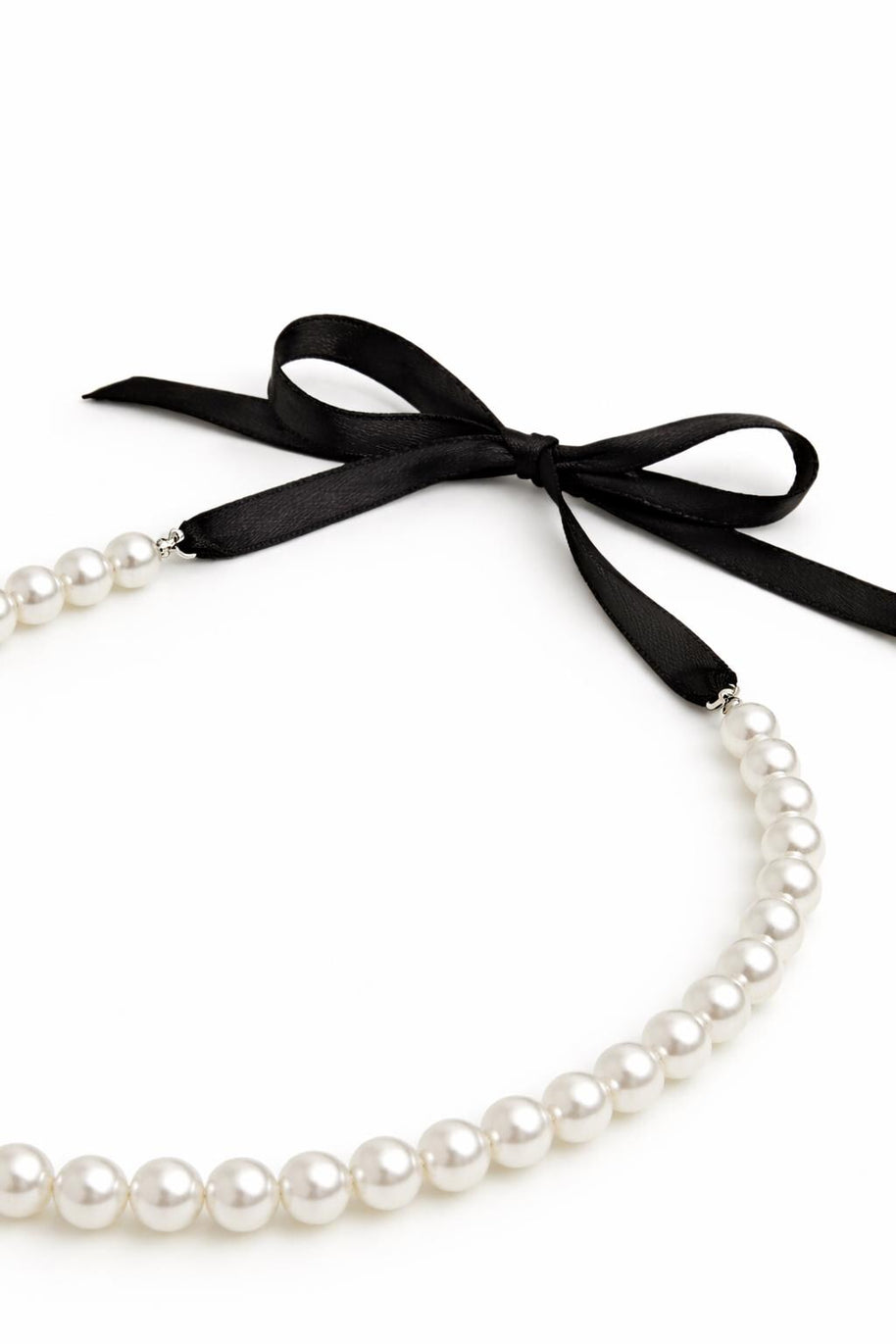 Collana perle bianche con nastro nero regolabile | Girocollo perle donna elegante | Collana perle cerimonia