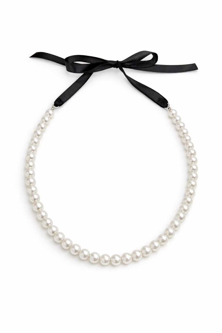 Collana perle bianche con nastro nero regolabile | Girocollo perle donna elegante | Collana perle cerimonia
