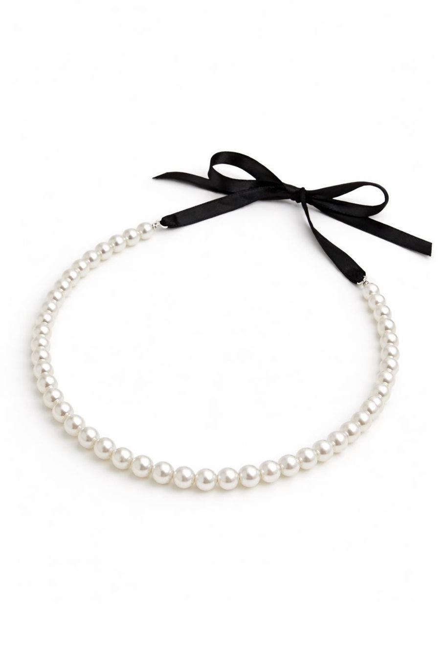Collana perle bianche con nastro nero regolabile | Girocollo perle donna elegante | Collana perle cerimonia