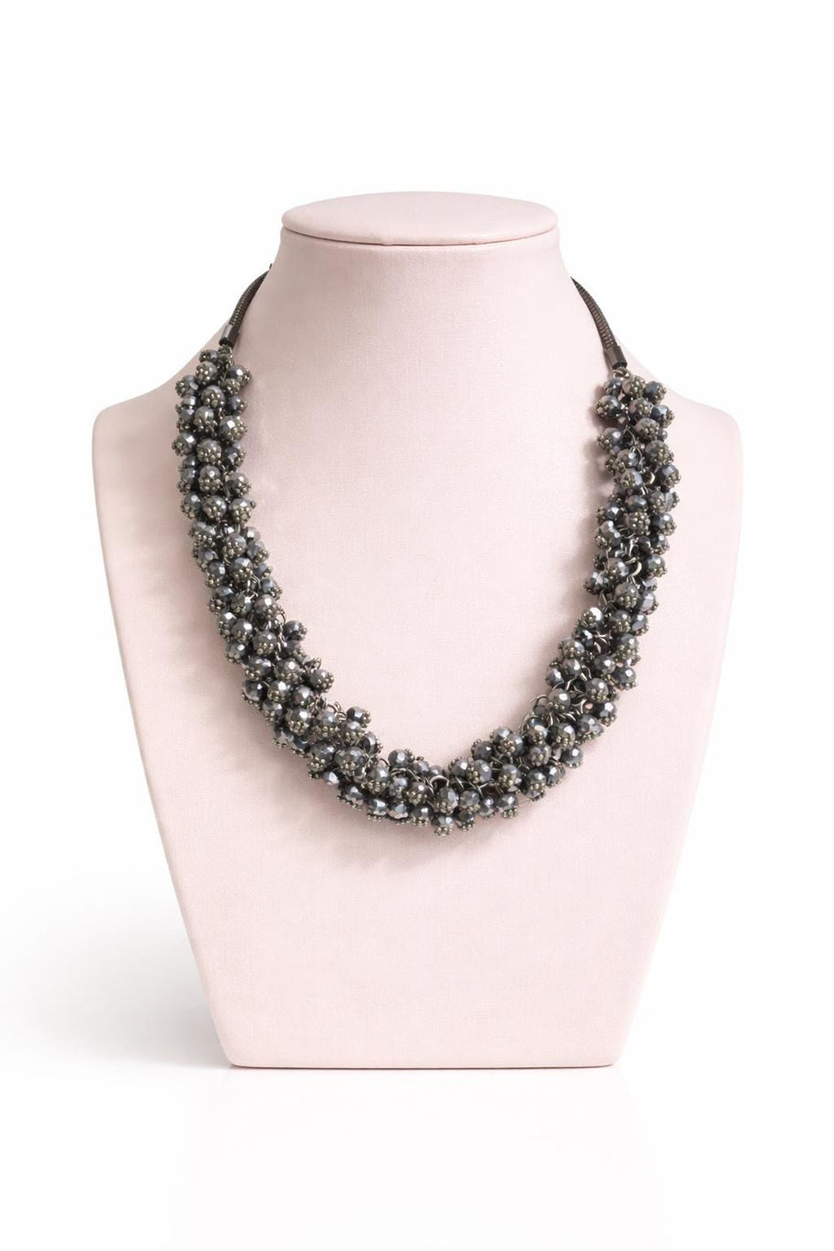 Collana girocollo cristalli grigio antracite | Collana elegante donna luminosa | Gioiello chic moderno