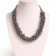 Collana girocollo cristalli grigio antracite | Collana elegante donna luminosa | Gioiello chic moderno