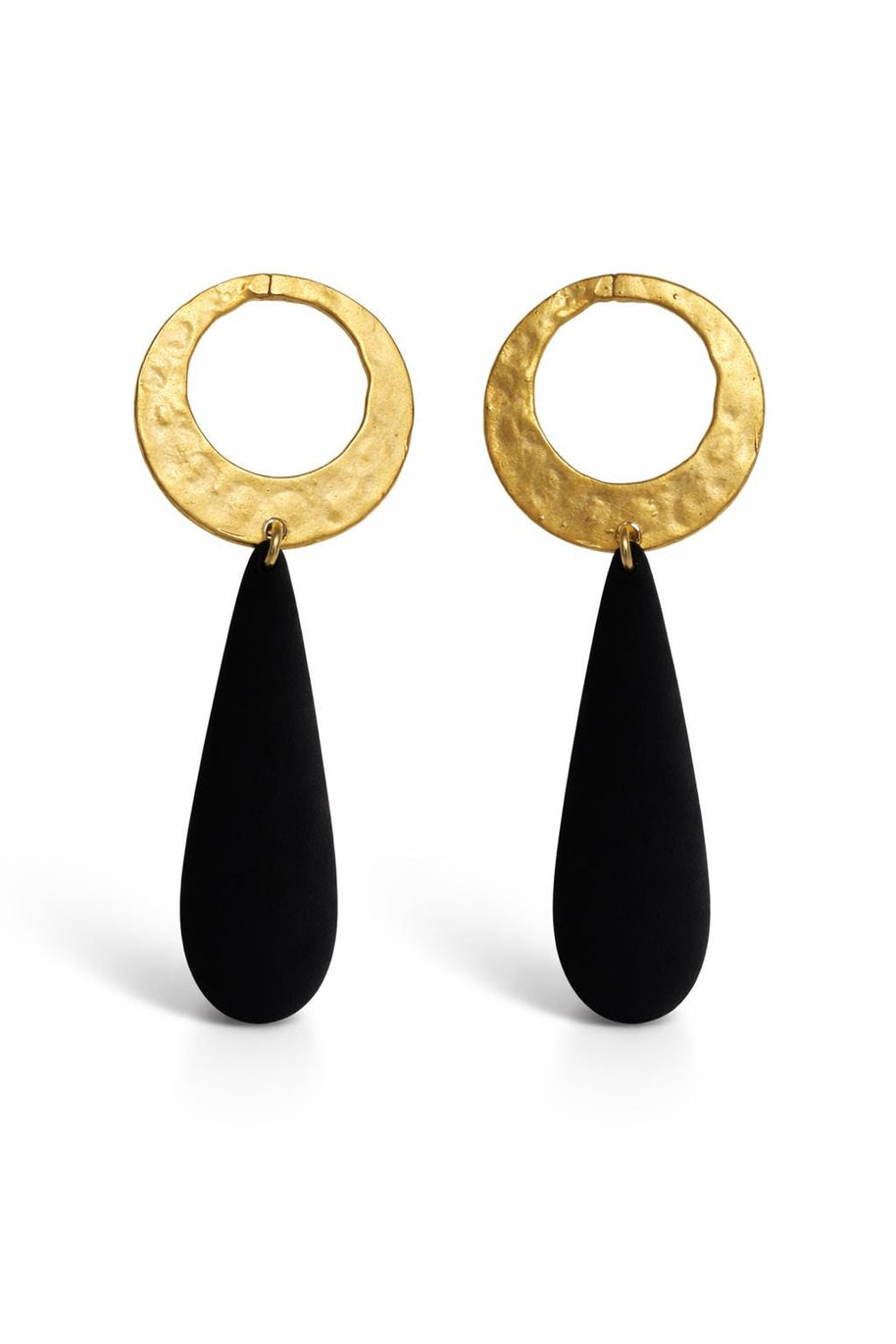 Orecchini pendenti neri e oro a goccia | Orecchini minimal moderni eleganti donna | Leggeri chic