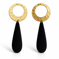 Orecchini pendenti neri e oro a goccia | Orecchini minimal moderni eleganti donna | Leggeri chic