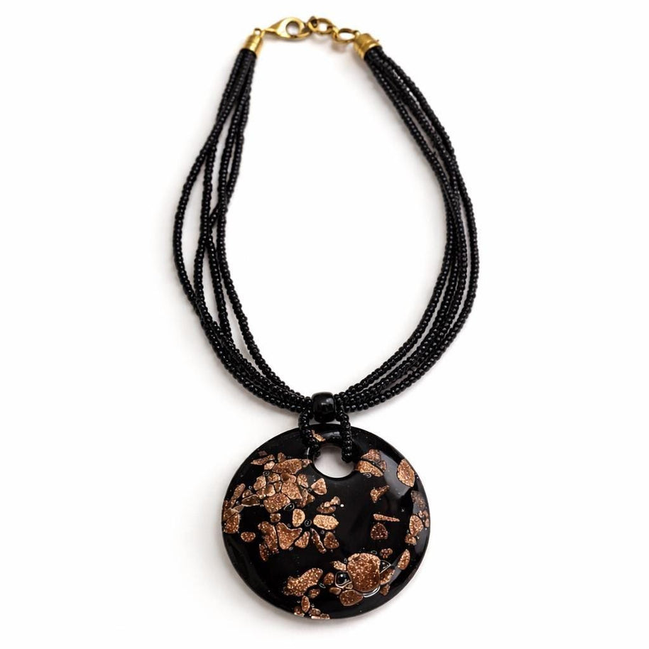 Collana in vetro di Murano oro e nero elegante | Collana donna da indossare tutti i giorni | Gioiello antiallergico