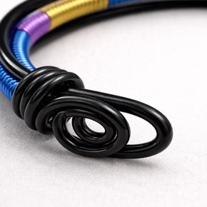 Bracciale rigido nero in alluminio con spirali| Bracciale aperto regorabile minimal| Gioiello stile industriale moderno| Regalo unisex